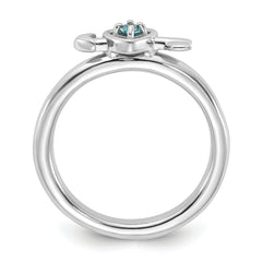 Sterling Silver Stackable Expressions Rhodium-plated Blue Topaz Heart with Arrow Ring - Sophia Jewelers