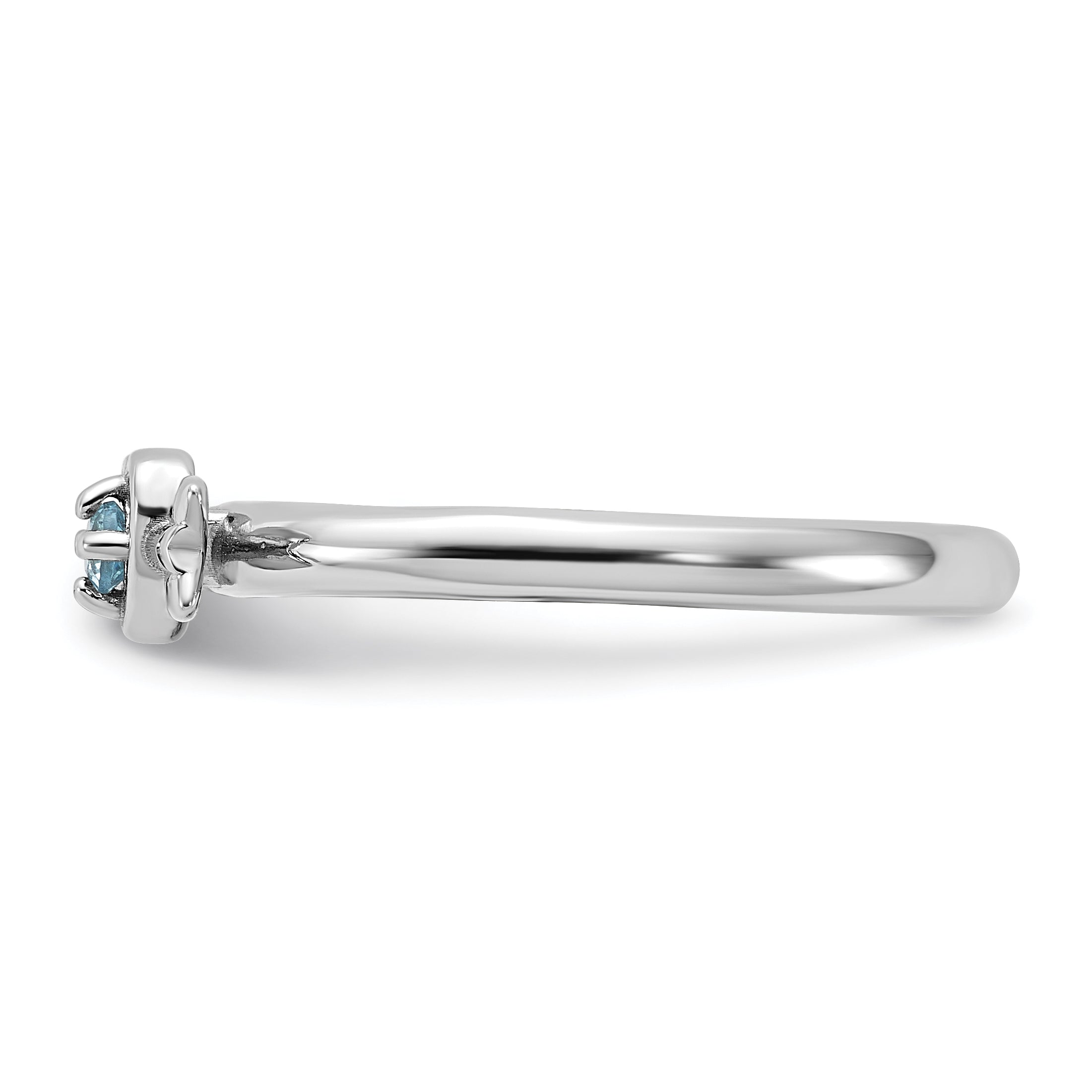 Sterling Silver Stackable Expressions Rhodium-plated Blue Topaz Heart with Arrow Ring - Sophia Jewelers