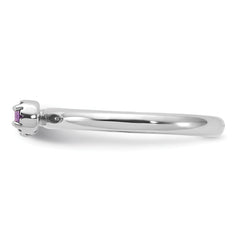 Sterling Silver Stackable Expressions Rhodium-plated Amethyst and White Topaz Key Ring - Sophia Jewelers