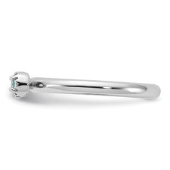 Sterling Silver Stackable Expressions Rhodium-plated Aquamarine and White Topaz Key Ring - Sophia Jewelers