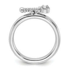 Sterling Silver Stackable Expressions Rhodium-plated White Topaz Key Ring - Sophia Jewelers