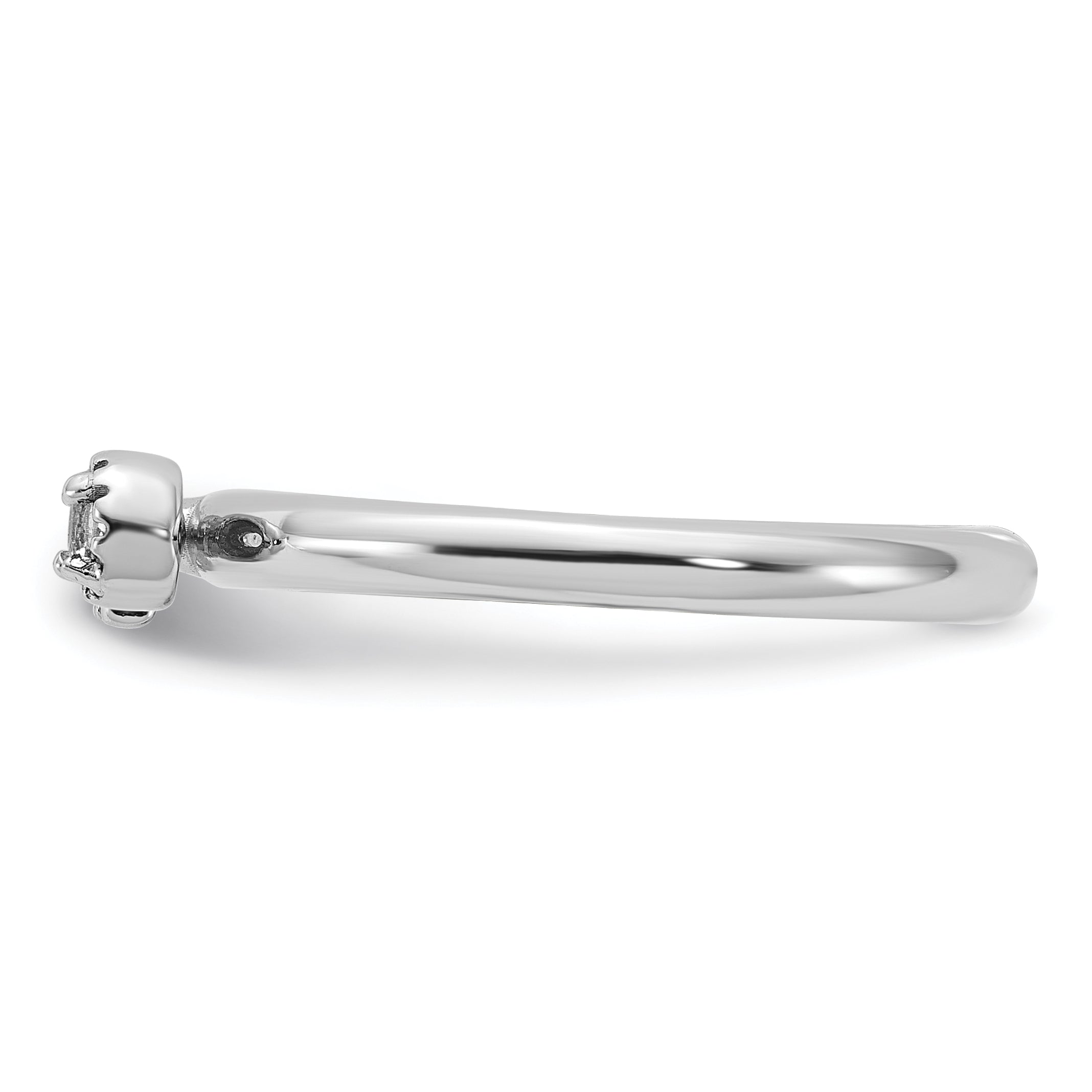 Sterling Silver Stackable Expressions Rhodium-plated White Topaz Key Ring - Sophia Jewelers