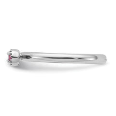 Sterling Silver Stackable Expressions Rhodium-plated Rhodolite Garnet and White Topaz Key Ring - Sophia Jewelers