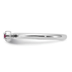 Sterling Silver Stackable Expressions Rhodium-plated Created Ruby and White Topaz Key Ring - Sophia Jewelers