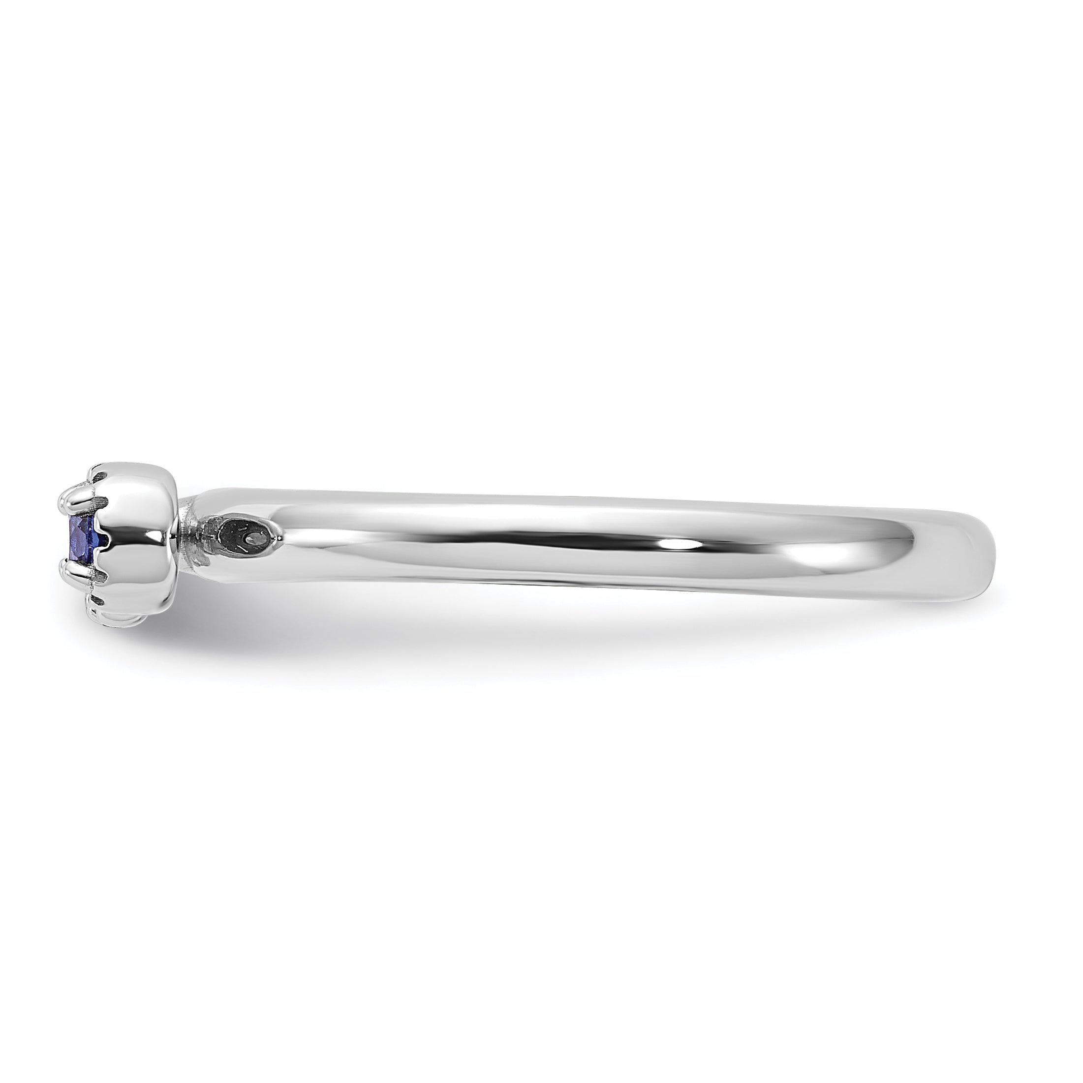 Sterling Silver Stackable Expressions Rhodium-plated Created Sapphire and White Topaz Key Ring - Sophia Jewelers