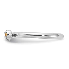 Sterling Silver Stackable Expressions Rhodium-plated Citrine and White Topaz Key Ring - Sophia Jewelers