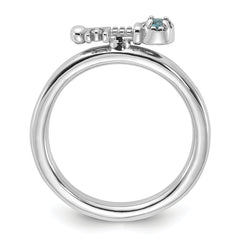 Sterling Silver Stackable Expressions Rhodium-plated Blue and White Topaz Key Ring - Sophia Jewelers