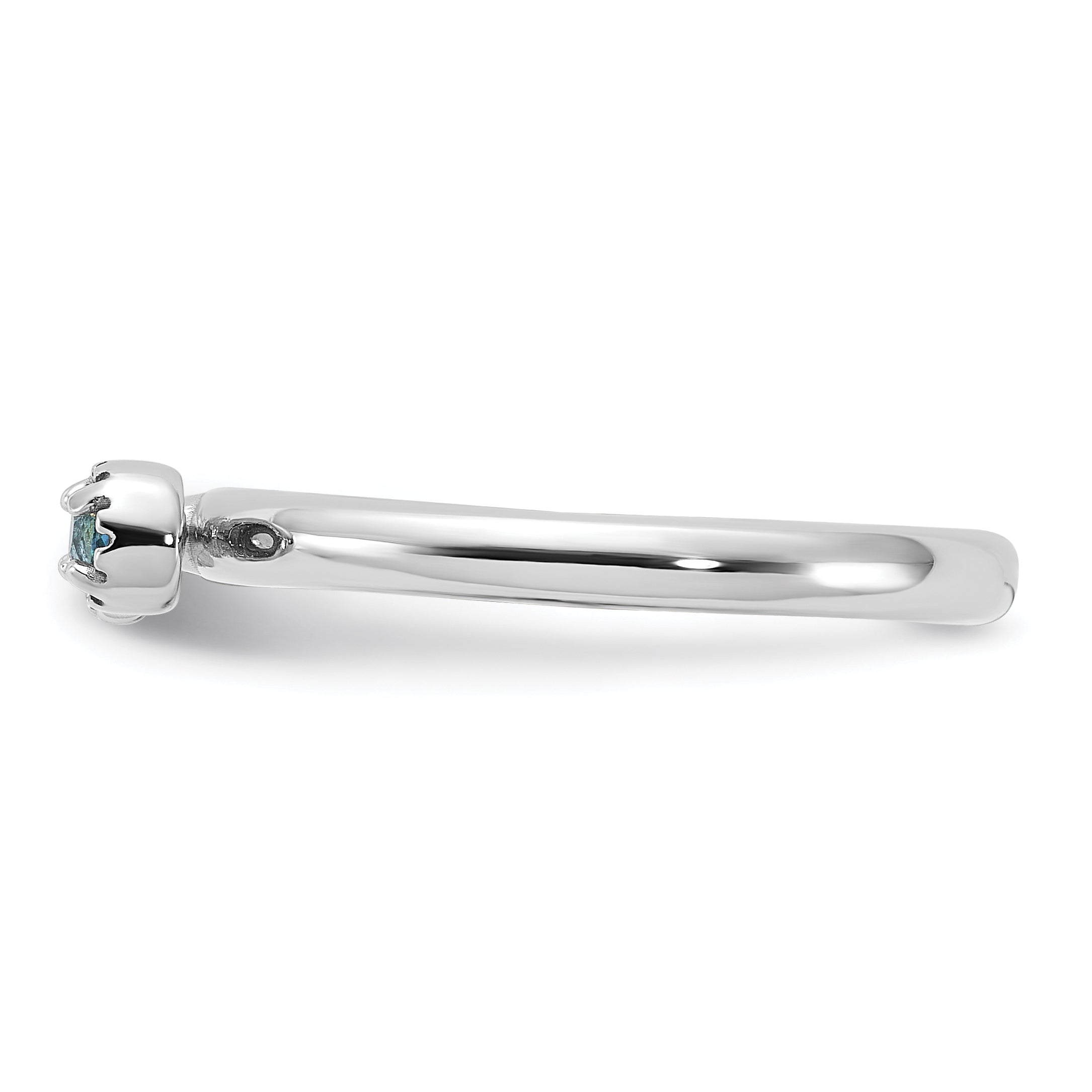 Sterling Silver Stackable Expressions Rhodium-plated Blue and White Topaz Key Ring - Sophia Jewelers