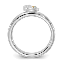 Sterling Silver Stackable Expressions Rhodium-plated Citrine Moon Ring - Sophia Jewelers