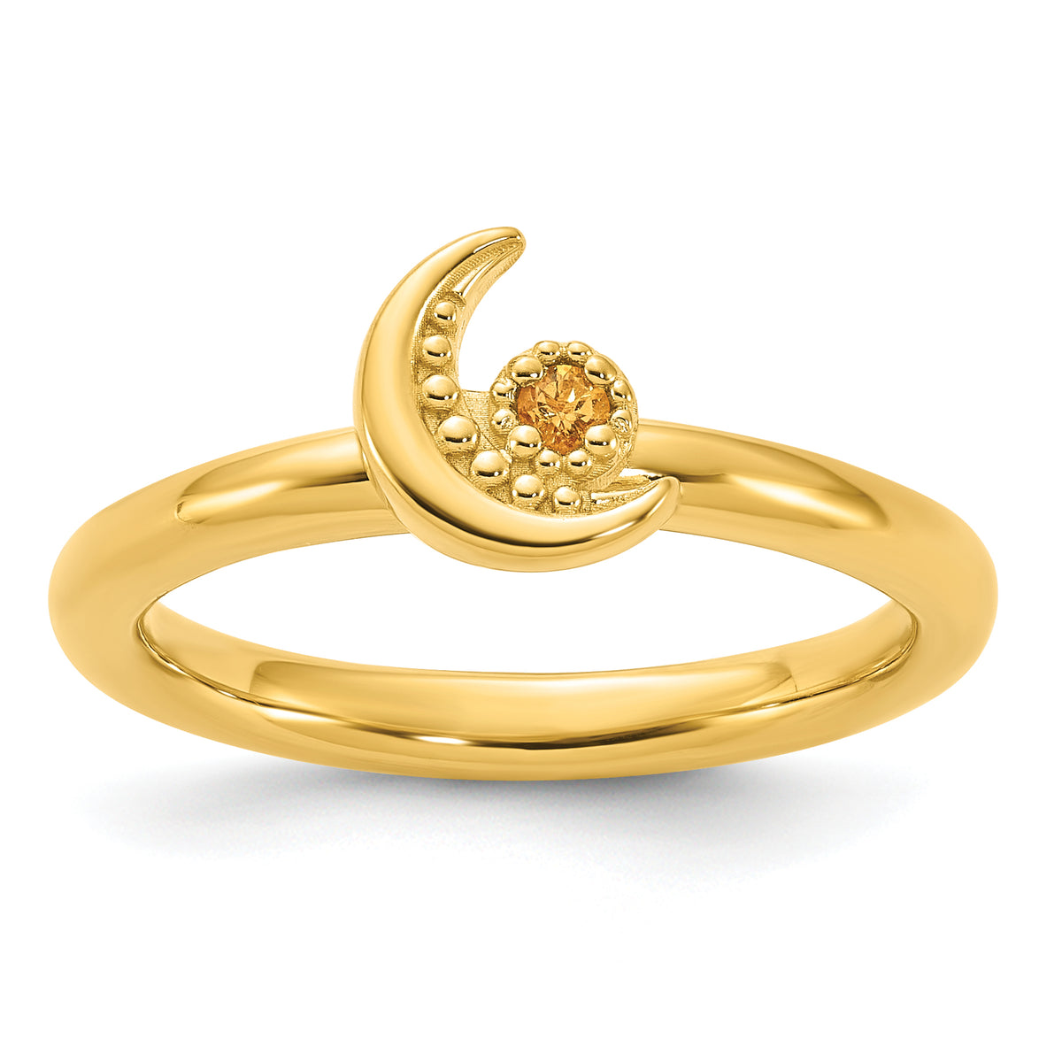 Sterling Silver Stackable Expressions Gold-plated Citrine Moon Ring - Sophia Jewelers