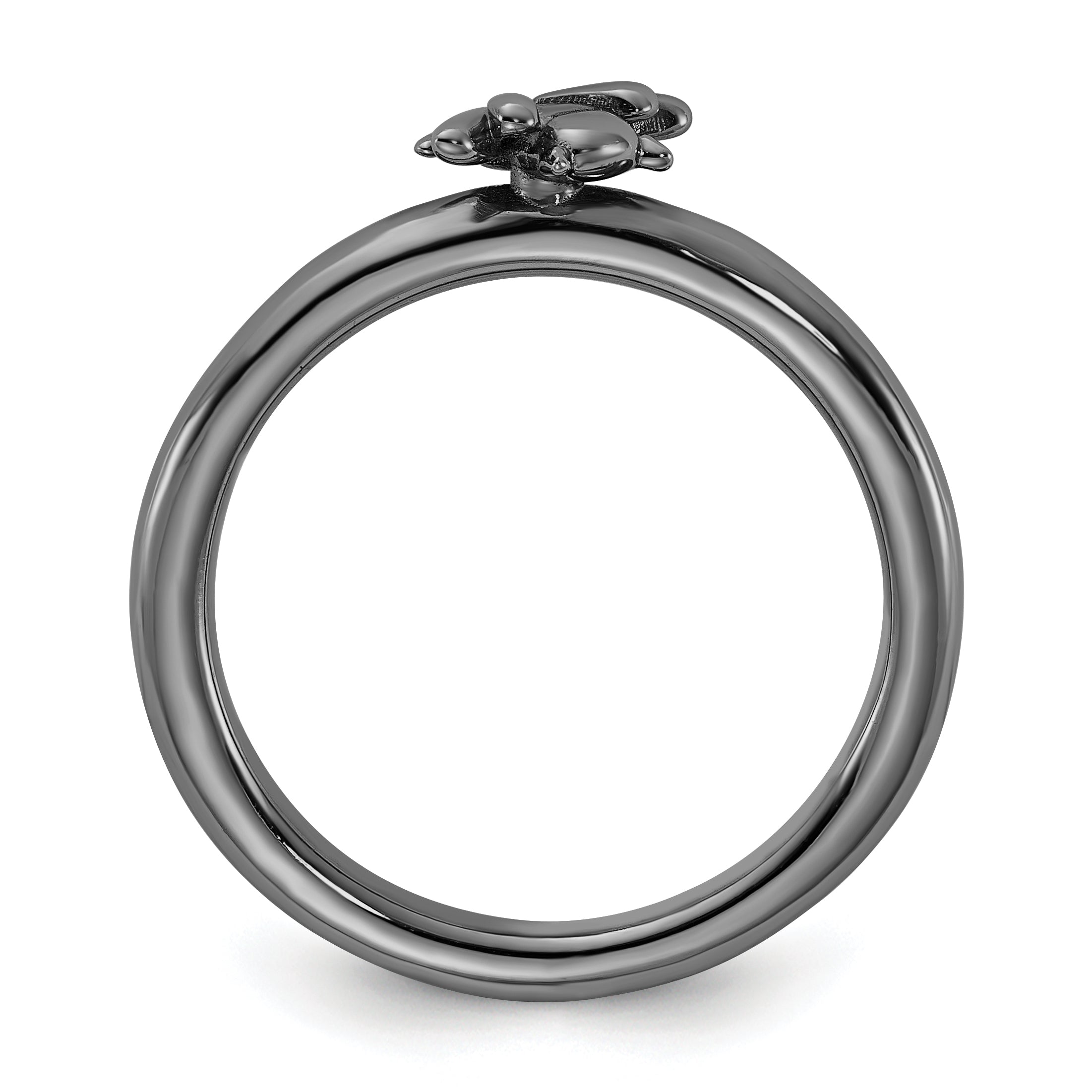 Sterling Silver Stackable Expressions Black Rhodium Bee Ring - Sophia Jewelers