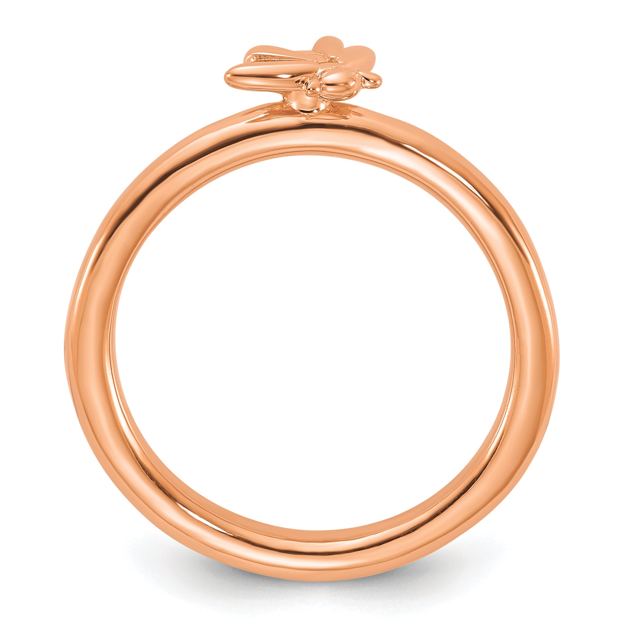 Sterling Silver Stackable Expressions Rose Gold-plated Bee Ring - Sophia Jewelers