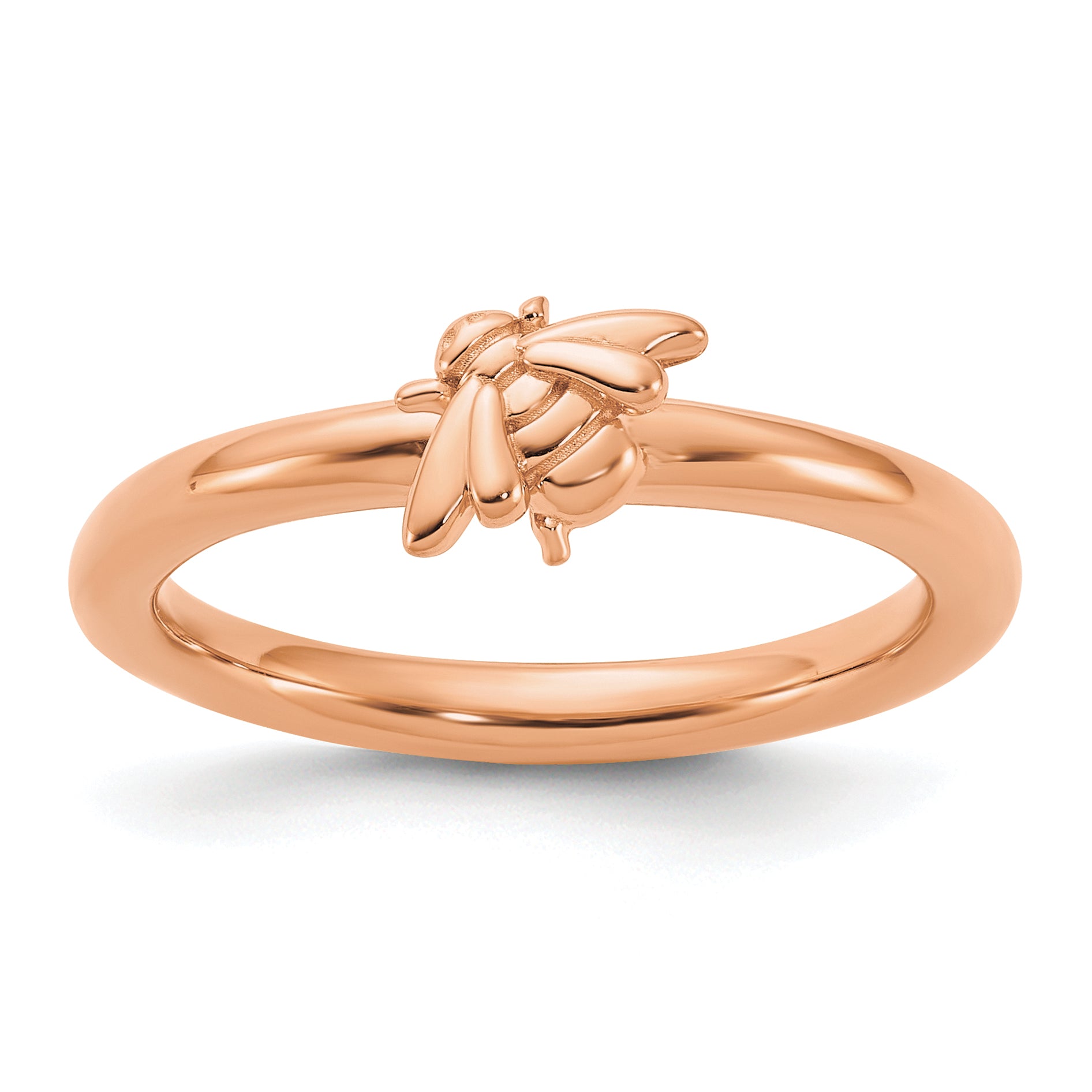 Sterling Silver Stackable Expressions Rose Gold-plated Bee Ring - Sophia Jewelers