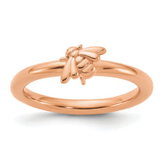 Sterling Silver Stackable Expressions Rose Gold-plated Bee Ring - Sophia Jewelers