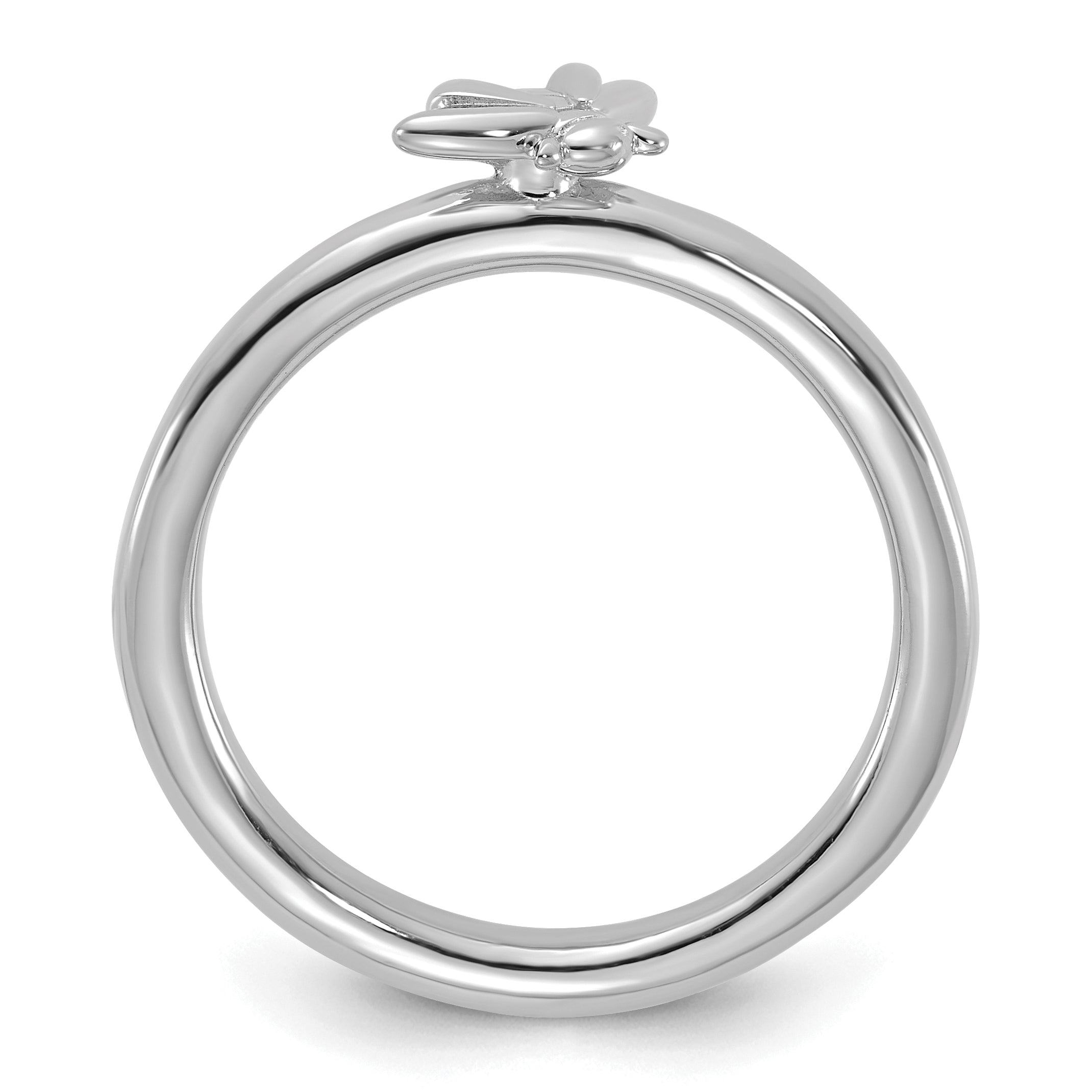 Sterling Silver Stackable Expressions Rhodium-plated Bee Ring - Sophia Jewelers