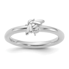 Sterling Silver Stackable Expressions Rhodium-plated Bee Ring - Sophia Jewelers