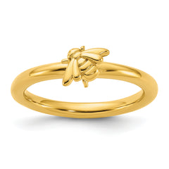 Sterling Silver Stackable Expressions Gold-plated Bee Ring - Sophia Jewelers