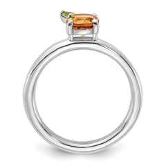 Sterling Silver Stackable Expressions RH-plated Citrine Peridot Orange Ring - Sophia Jewelers