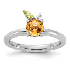 Sterling Silver Stackable Expressions RH-plated Citrine Peridot Orange Ring - Sophia Jewelers