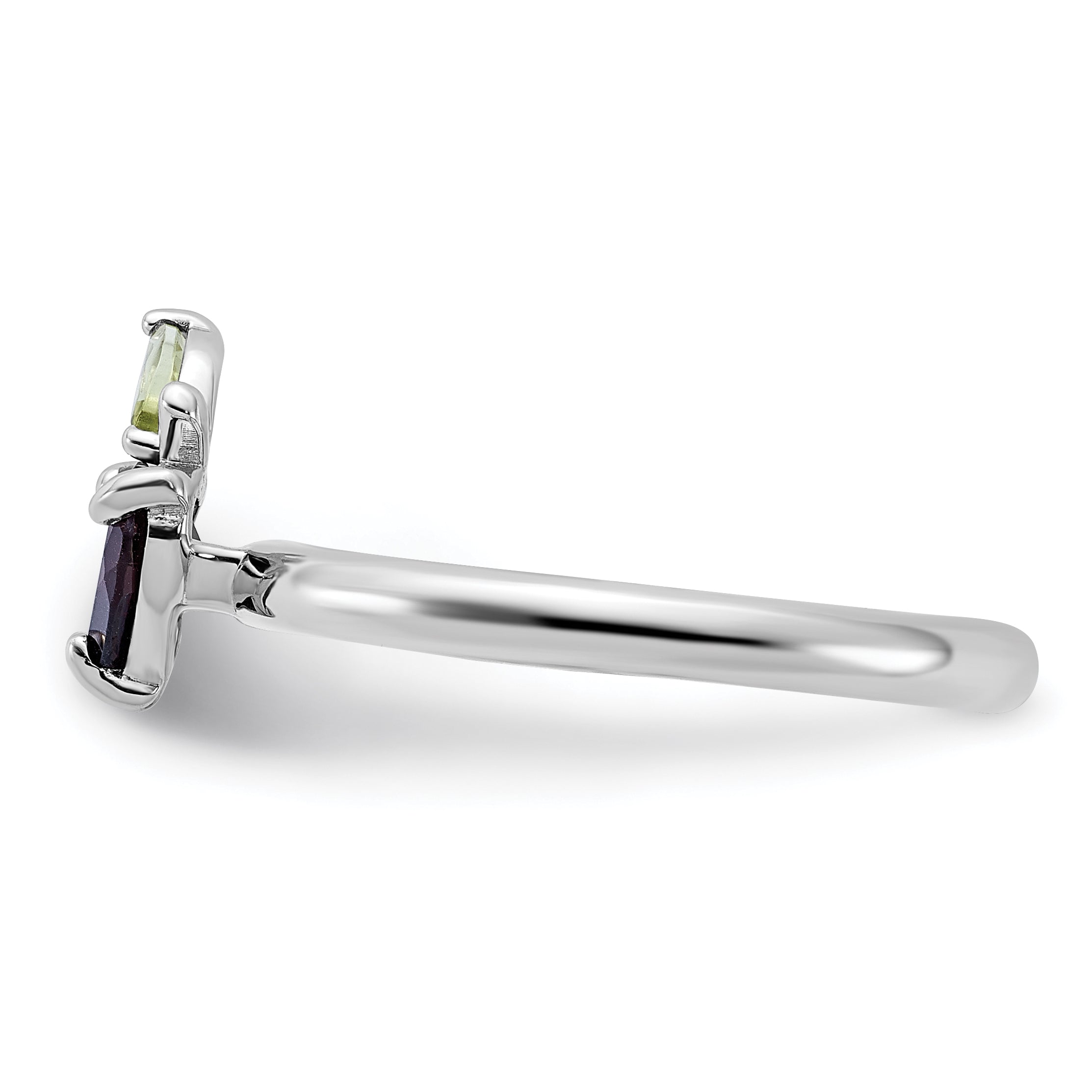 Sterling Silver Stackable Expressions RH-plated Garnet Peridot Apple Ring - Sophia Jewelers