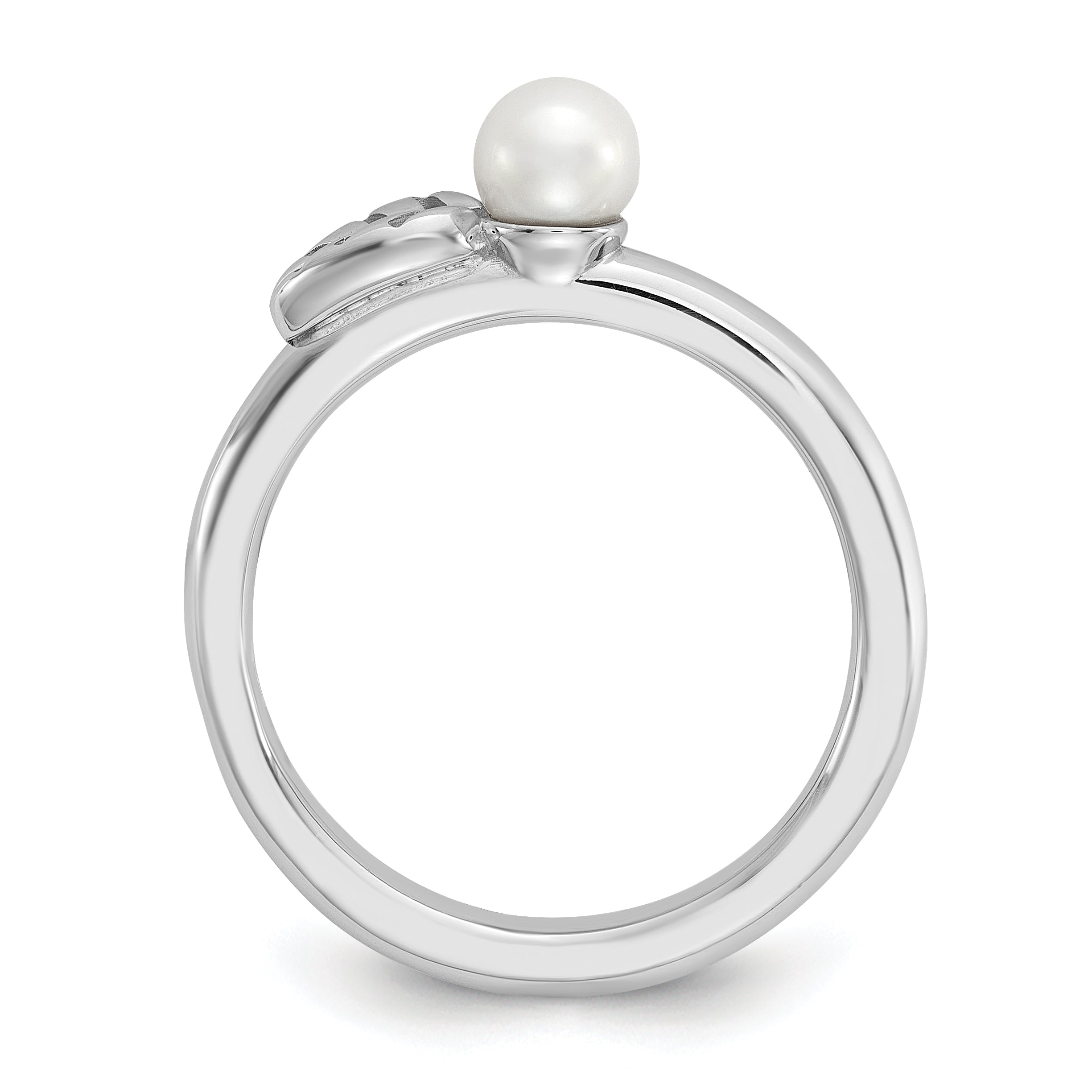 Sterling Silver Stackable Expressions Rhod-plated 4-5mm FWC Pearl Ring - Sophia Jewelers