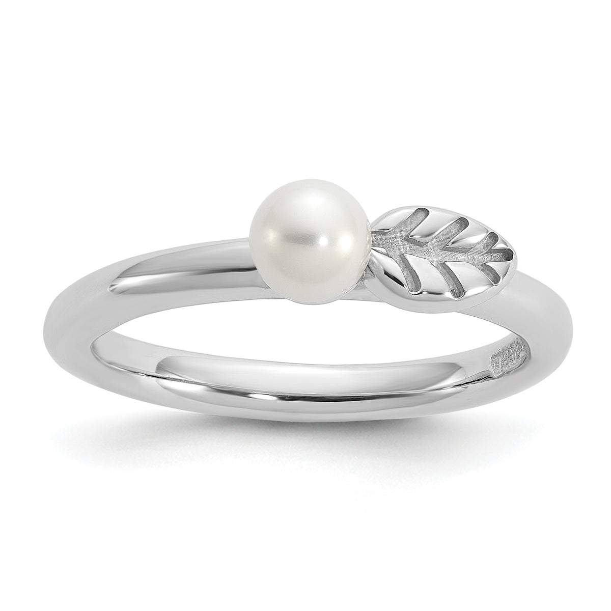 Sterling Silver Stackable Expressions Rhod-plated 4-5mm FWC Pearl Ring - Sophia Jewelers