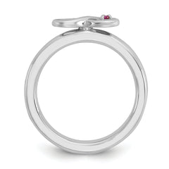 Sterling Silver Stackable Expressions Rh-plated Cr.Ruby Infinity/Wing Ring - Sophia Jewelers