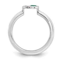 Sterling Silver Stackable Expressions Rhod-plated Created Emerald Ring - Sophia Jewelers