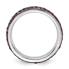 Sterling Silver 925 Stackable Ruby Ring with Polished Finish