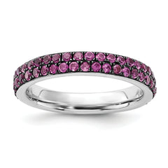 Sterling Silver 925 Stackable Ruby Ring with Polished Finish