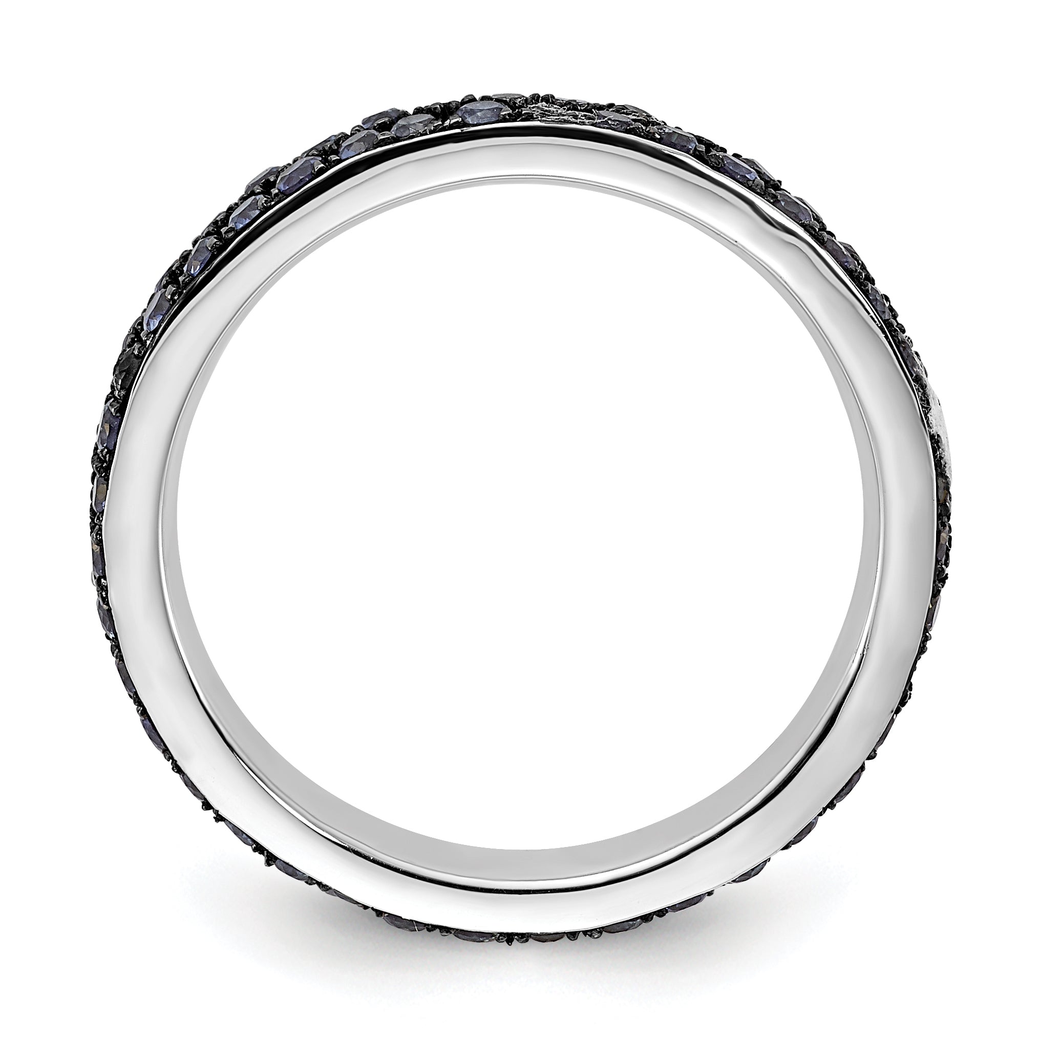 Sterling Silver 925 Stackable Ring with Polished Lab-Created Sapphire