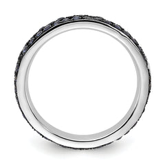 Sterling Silver 925 Stackable Ring with Polished Lab-Created Sapphire