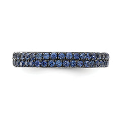 Sterling Silver 925 Stackable Ring with Polished Lab-Created Sapphire