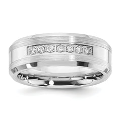 Cobalt Chrome 8mm Men's Wedding Band with Polished Finish & 7 Diamonds