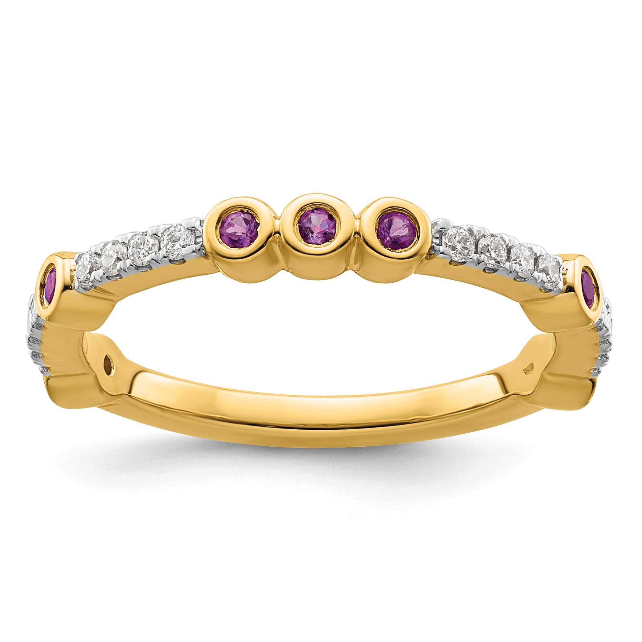 14k Stackable Expressions Amethyst and Diamond Ring - Sophia Jewelers