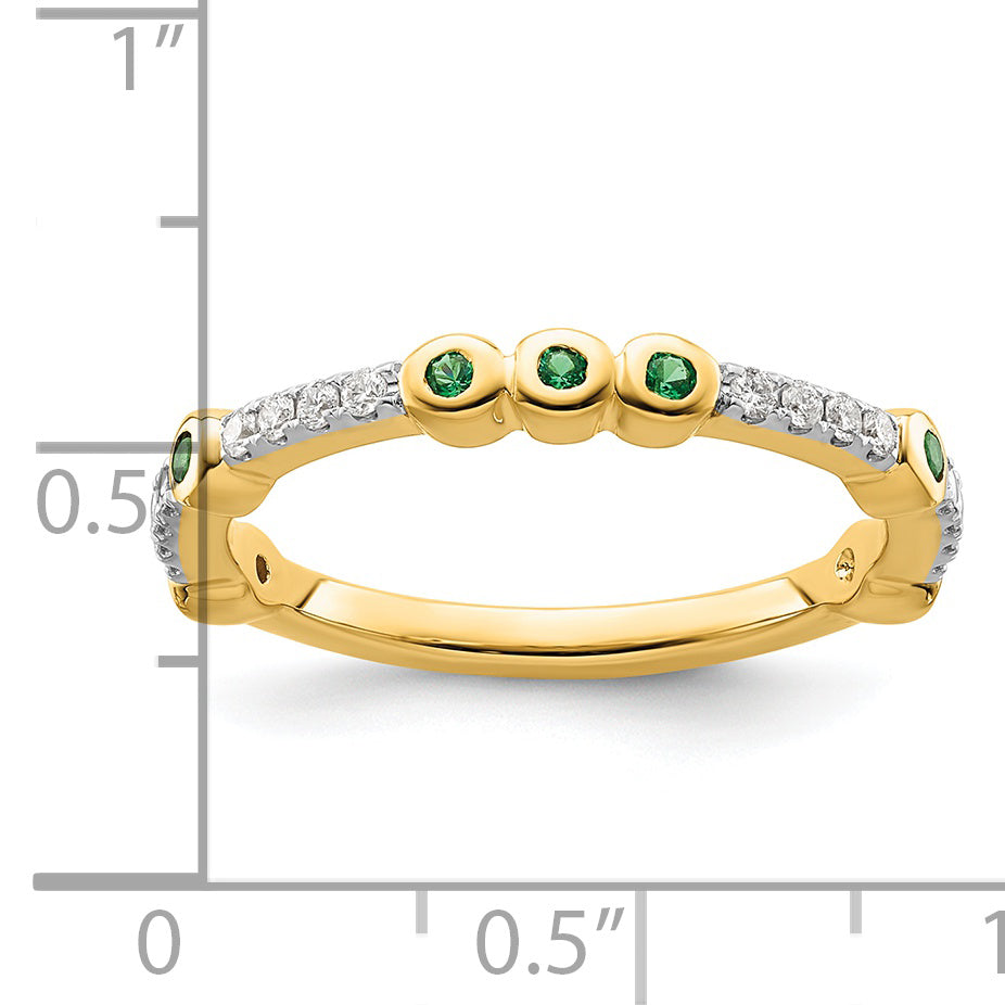 14k Stackable Expressions Created Emerald and Diamond Ring - Sophia Jewelers