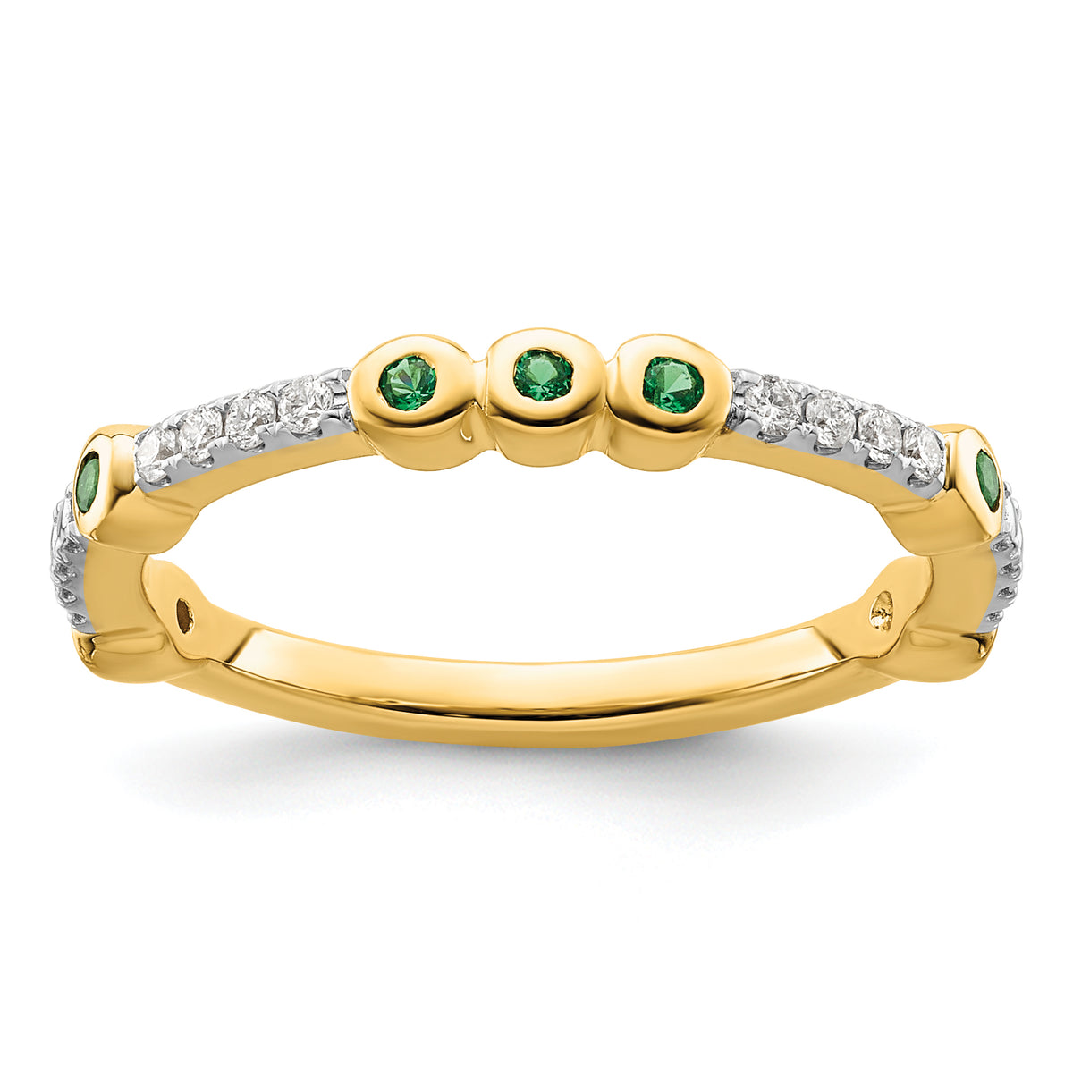 14k Stackable Expressions Created Emerald and Diamond Ring - Sophia Jewelers