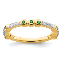 14k Stackable Expressions Created Emerald and Diamond Ring - Sophia Jewelers