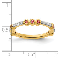 14k Stackable Expressions Pink Tourmaline and Diamond Ring - Sophia Jewelers