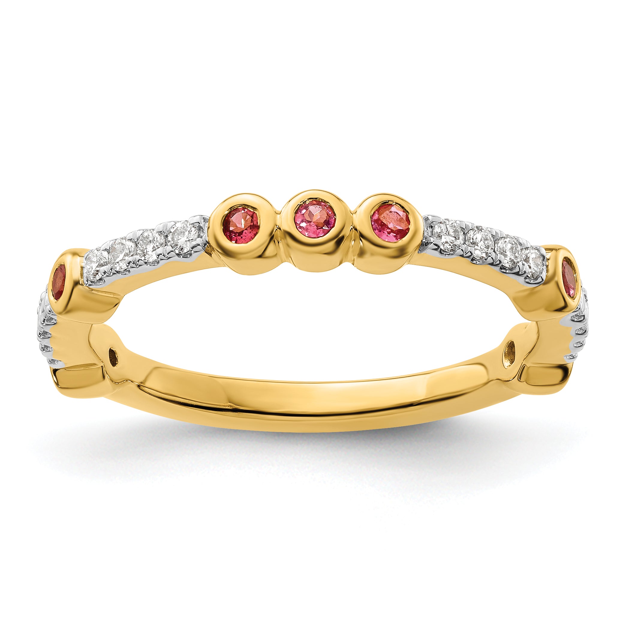 14k Stackable Expressions Pink Tourmaline and Diamond Ring - Sophia Jewelers