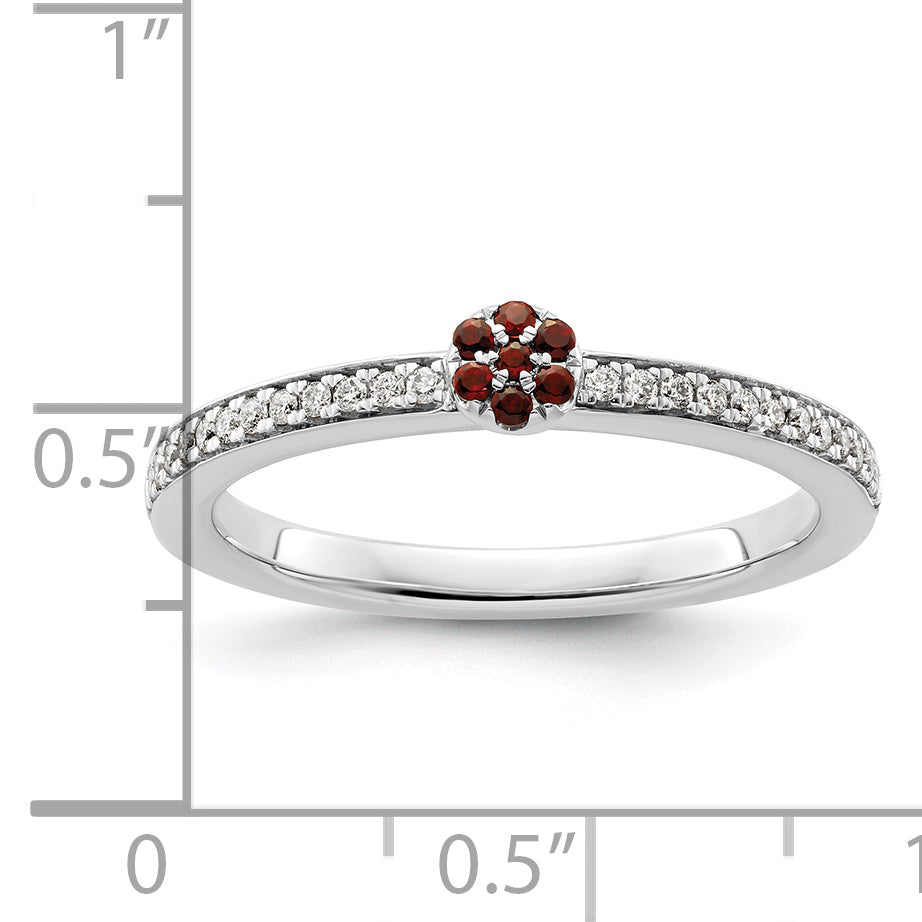 14k White Gold Stackable Expressions Garnet and Diamond Ring - Sophia Jewelers