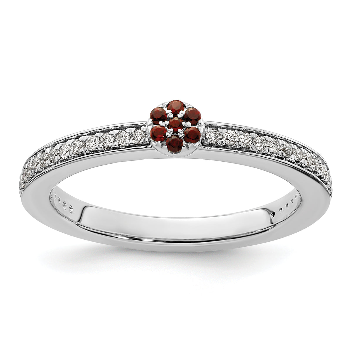 14k White Gold Stackable Expressions Garnet and Diamond Ring - Sophia Jewelers