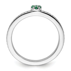 14k White Gold Stackable Expressions Created Emerald/Diamond Ring - Sophia Jewelers