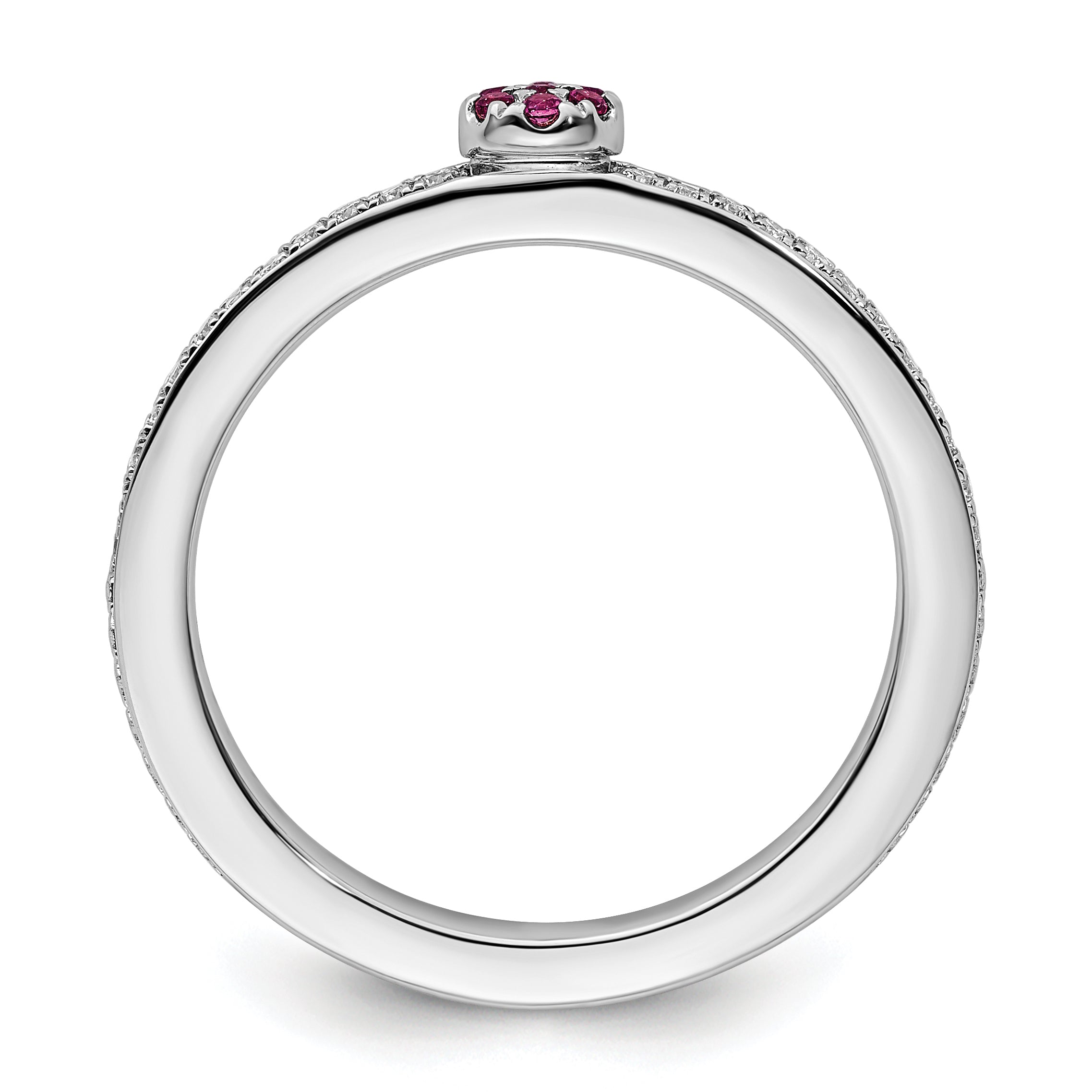 14k White Gold Stackable Expressions Rhodolite Garnet and Dia. Ring - Sophia Jewelers