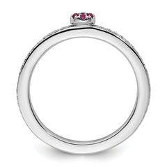 14k White Gold Stackable Expressions Rhodolite Garnet and Dia. Ring - Sophia Jewelers