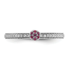 14k White Gold Stackable Expressions Rhodolite Garnet and Dia. Ring - Sophia Jewelers