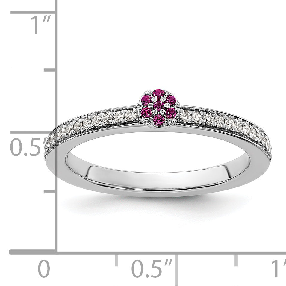 14k White Gold Stackable Expressions Rhodolite Garnet and Dia. Ring - Sophia Jewelers