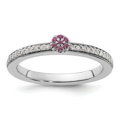 14k White Gold Stackable Expressions Rhodolite Garnet and Dia. Ring - Sophia Jewelers