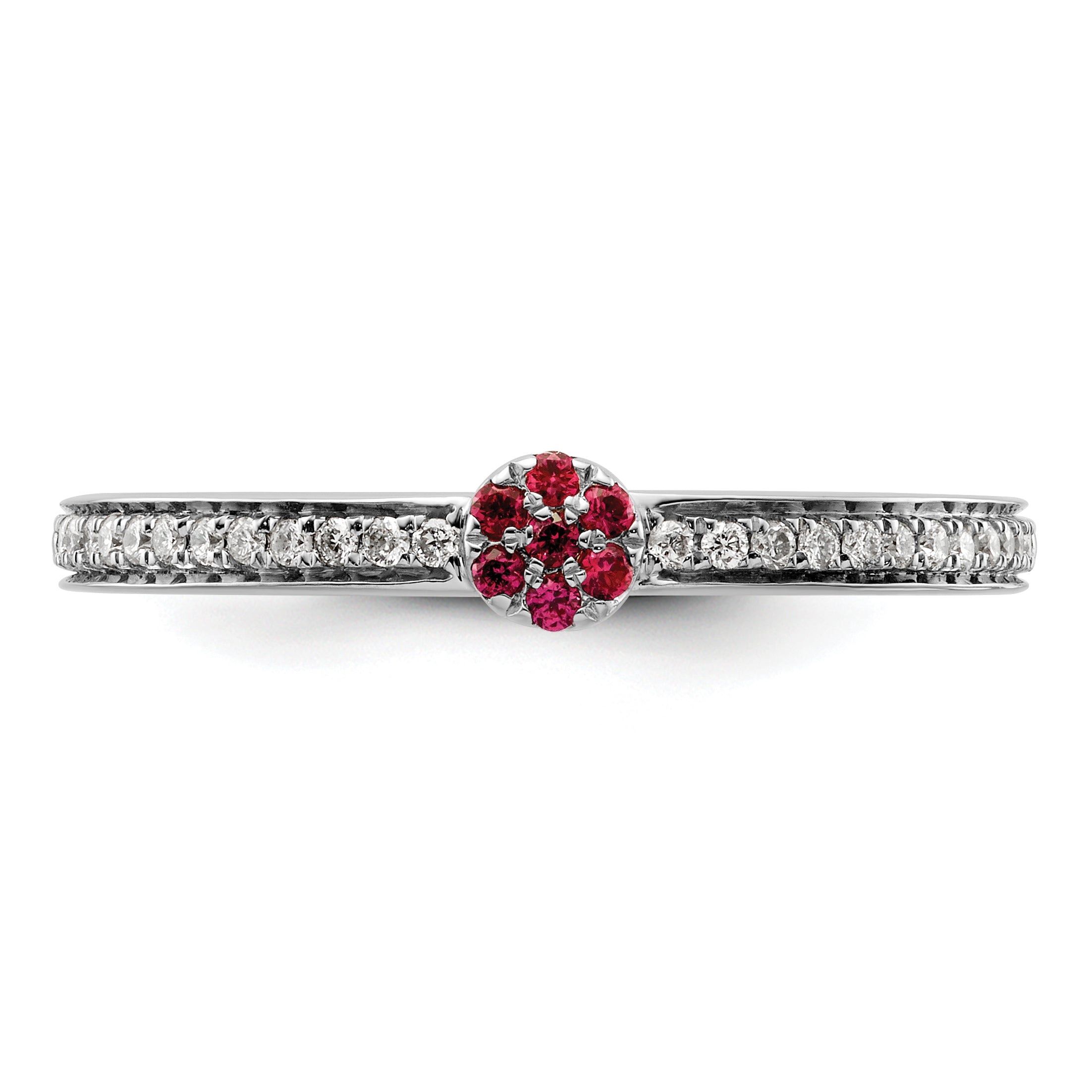 14k White Gold Stackable Expressions Created Ruby and Diamond Ring - Sophia Jewelers