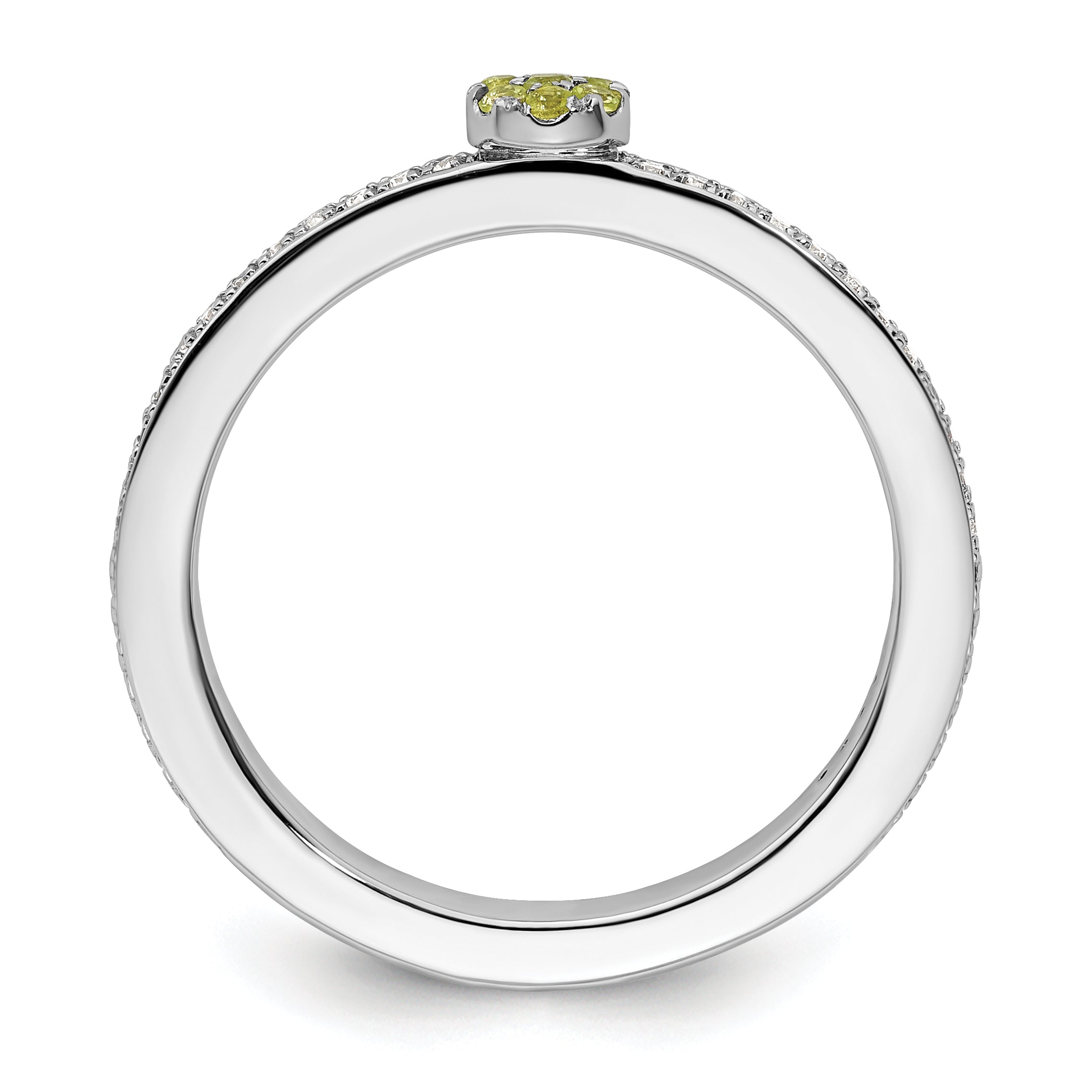 14k White Gold Stackable Expressions Peridot and Diamond Ring - Sophia Jewelers